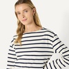 Amazon Essentials Women’s 100% Cotton Heavyweight Relaxed-Fit Long-Sleeve Boatneck Top(Eggshell White Navy Mariner Stripe)