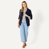 Amazon Essentials Women’s 100% Cotton Heavyweight Relaxed-Fit Long-Sleeve Boatneck Top(Eggshell White Navy Mariner Stripe)
