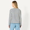 Amazon Essentials Women’s 100% Cotton Heavyweight Relaxed-Fit Long-Sleeve Boatneck Top(Eggshell White Navy Mariner Stripe)