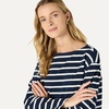 Amazon Essentials Women’s 100% Cotton Heavyweight Relaxed-Fit Long-Sleeve Boatneck Top(Navy Eggshell White Mariner Stripe)