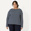 Amazon Essentials Women’s 100% Cotton Heavyweight Relaxed-Fit Long-Sleeve Boatneck Top(Navy Eggshell White Mariner Stripe)