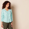 Amazon Essentials Women’s 3/4 Sleeve Button Popover Shirt, Loose-Fit V-Neck Blouse, Lightweight(Aqua Poppy)