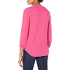 Amazon Essentials Women’s 3/4 Sleeve Button Popover Shirt, Loose-Fit V-Neck Blouse, Lightweight(Bright Pink)