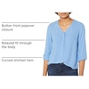 Amazon Essentials Women’s 3/4 Sleeve Button Popover Shirt, Loose-Fit V-Neck Blouse, Lightweight(French Blue)