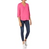 Amazon Essentials Women’s 3/4 Sleeve Button Popover Shirt, Loose-Fit V-Neck Blouse, Lightweight(Hot Pink)