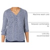 Amazon Essentials Women’s 3/4 Sleeve Button Popover Shirt, Loose-Fit V-Neck Blouse, Lightweight(Navy White Petal)