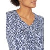 Amazon Essentials Women’s 3/4 Sleeve Button Popover Shirt, Loose-Fit V-Neck Blouse, Lightweight(Navy White Petal)