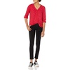Amazon Essentials Women’s 3/4 Sleeve Button Popover Shirt, Loose-Fit V-Neck Blouse, Lightweight(Red Leaf)