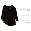 Amazon Essentials Women’s 3/4 Sleeve Scoopneck Tunic Top, Pack of 2(Black / Black)