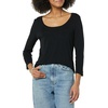 Amazon Essentials Women’s 3/4 Sleeve Scoopneck Tunic Top, Pack of 2(Black / Black)