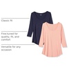 Amazon Essentials Women’s 3/4 Sleeve Scoopneck Tunic Top, Pack of 2(Navy / Coral Pink)