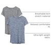Amazon Essentials Women’s Active Quick Dry Tech Stretch Short-Sleeve V-Neck T-Shirt, Moisture-Wicking, Pack of 2(Black Heather/Navy Heather)