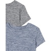 Amazon Essentials Women’s Active Quick Dry Tech Stretch Short-Sleeve V-Neck T-Shirt, Moisture-Wicking, Pack of 2(Black Heather/Navy Heather)
