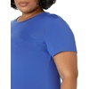 Amazon Essentials Women’s Active Quick Dry Tech Stretch Short-Sleeve V-Neck T-Shirt, Moisture-Wicking, Pack of 2(Black/Bright Blue)