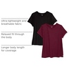 Amazon Essentials Women’s Active Quick Dry Tech Stretch Short-Sleeve V-Neck T-Shirt, Moisture-Wicking, Pack of 2(Black/Burgundy Space Dye)