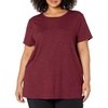 Amazon Essentials Women’s Active Quick Dry Tech Stretch Short-Sleeve V-Neck T-Shirt, Moisture-Wicking, Pack of 2(Black/Burgundy Space Dye)