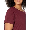 Amazon Essentials Women’s Active Quick Dry Tech Stretch Short-Sleeve V-Neck T-Shirt, Moisture-Wicking, Pack of 2(Black/Burgundy Space Dye)