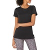 Amazon Essentials Women’s Active Quick Dry Tech Stretch Short-Sleeve V-Neck T-Shirt, Moisture-Wicking, Pack of 2(Black/Dark Grey Space Dye)