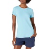 Amazon Essentials Women’s Active Quick Dry Tech Stretch Short-Sleeve V-Neck T-Shirt, Moisture-Wicking, Pack of 2(Blue/Neon Pink)