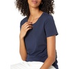 Amazon Essentials Women’s Active Quick Dry Tech Stretch Short-Sleeve V-Neck T-Shirt, Moisture-Wicking, Pack of 2(Blue/Orchid Purple)