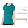 Amazon Essentials Women’s Active Quick Dry Tech Stretch Short-Sleeve V-Neck T-Shirt, Moisture-Wicking, Pack of 2(Blue/Teal Green Space Dye)