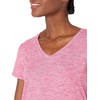 Amazon Essentials Women’s Active Quick Dry Tech Stretch Short-Sleeve V-Neck T-Shirt, Moisture-Wicking, Pack of 2(Charcoal Heather Space Dye/Raspberry Red Space Dye)