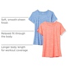 Amazon Essentials Women’s Active Quick Dry Tech Stretch Short-Sleeve V-Neck T-Shirt, Moisture-Wicking, Pack of 2(Coral Orange Space Dye/Light Blue Space Dye)