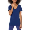 Amazon Essentials Women’s Active Quick Dry Tech Stretch Short-Sleeve V-Neck T-Shirt, Moisture-Wicking, Pack of 2(Coral Orange/Navy)
