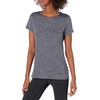 Amazon Essentials Women’s Active Quick Dry Tech Stretch Short-Sleeve V-Neck T-Shirt, Moisture-Wicking, Pack of 2(Dark Grey Space Dye/Raspberry Space Dye)