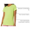 Amazon Essentials Women’s Active Quick Dry Tech Stretch Short-Sleeve V-Neck T-Shirt, Moisture-Wicking, Pack of 2(Lime Green/Slate Grey)