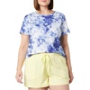 Amazon Essentials Women’s Active Quick Dry Tech Stretch Short-Sleeve V-Neck T-Shirt, Moisture-Wicking, Pack of 2(Navy/White Tie Dye)