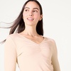 Amazon Essentials Women’s Cinched V-Neck Long Sleeve Slim-Fit Rib-Knit Stretchy T-Shirt, Pack of 2(Black/Blush)