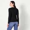 Amazon Essentials Women’s Cinched V-Neck Long Sleeve Slim-Fit Rib-Knit Stretchy T-Shirt, Pack of 2(Black/Caramel)