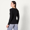 Amazon Essentials Women’s Cinched V-Neck Long Sleeve Slim-Fit Rib-Knit Stretchy T-Shirt, Pack of 2(Black/Eggshell White)