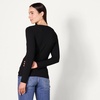 Amazon Essentials Women’s Cinched V-Neck Long Sleeve Slim-Fit Rib-Knit Stretchy T-Shirt, Pack of 2(Grey/Black)