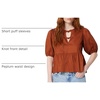 Amazon Essentials Women’s Cotton Sateen Relaxed-Fit Peplum Blouse(Brick Red)