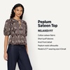 Amazon Essentials Women’s Cotton Sateen Relaxed-Fit Peplum Blouse(Dark Maroon Bandana Pattern)