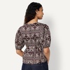 Amazon Essentials Women’s Cotton Sateen Relaxed-Fit Peplum Blouse(Dark Maroon Bandana Pattern)
