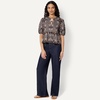 Amazon Essentials Women’s Cotton Sateen Relaxed-Fit Peplum Blouse(Dark Maroon Bandana Pattern)