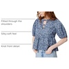 Amazon Essentials Women’s Cotton Sateen Relaxed-Fit Peplum Blouse(Navy Powder Blue Leafy Ditsy)