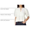 Amazon Essentials Women’s Cotton Sateen Relaxed-Fit Peplum Blouse(White)