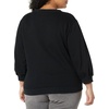 Amazon Essentials Women’s French Terry Fleece Crewneck Sweatshirt with Sleeve Detail, Three Quarter Sleeve, Loose Fit(Black)