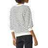 Amazon Essentials Women’s French Terry Fleece Crewneck Sweatshirt with Sleeve Detail, Three Quarter Sleeve, Loose Fit(Black White Stripe)
