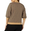 Amazon Essentials Women’s French Terry Fleece Crewneck Sweatshirt with Sleeve Detail, Three Quarter Sleeve, Loose Fit(Camel Micro Cheetah)