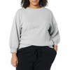 Amazon Essentials Women’s French Terry Fleece Crewneck Sweatshirt with Sleeve Detail, Three Quarter Sleeve, Loose Fit(Grey Heather)