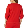 Amazon Essentials Women’s French Terry Fleece Crewneck Sweatshirt with Sleeve Detail, Three Quarter Sleeve, Loose Fit(Red)