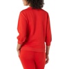 Amazon Essentials Women’s French Terry Fleece Crewneck Sweatshirt with Sleeve Detail, Three Quarter Sleeve, Loose Fit(Red)