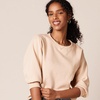 Amazon Essentials Women’s French Terry Fleece Crewneck Sweatshirt with Sleeve Detail, Three Quarter Sleeve, Loose Fit(Warm Beige)