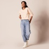 Amazon Essentials Women’s French Terry Fleece Crewneck Sweatshirt with Sleeve Detail, Three Quarter Sleeve, Loose Fit(Warm Beige)