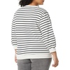 Amazon Essentials Women’s French Terry Fleece Crewneck Sweatshirt with Sleeve Detail, Three Quarter Sleeve, Loose Fit(White Black Stripe)